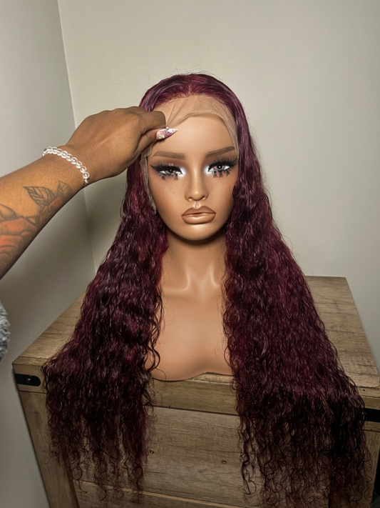 99j Loose Deep wave Transparent Lace Front wig (210% density)